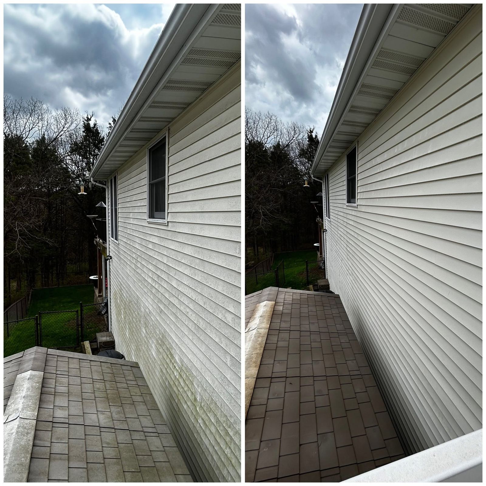 Siding before and after soft washing