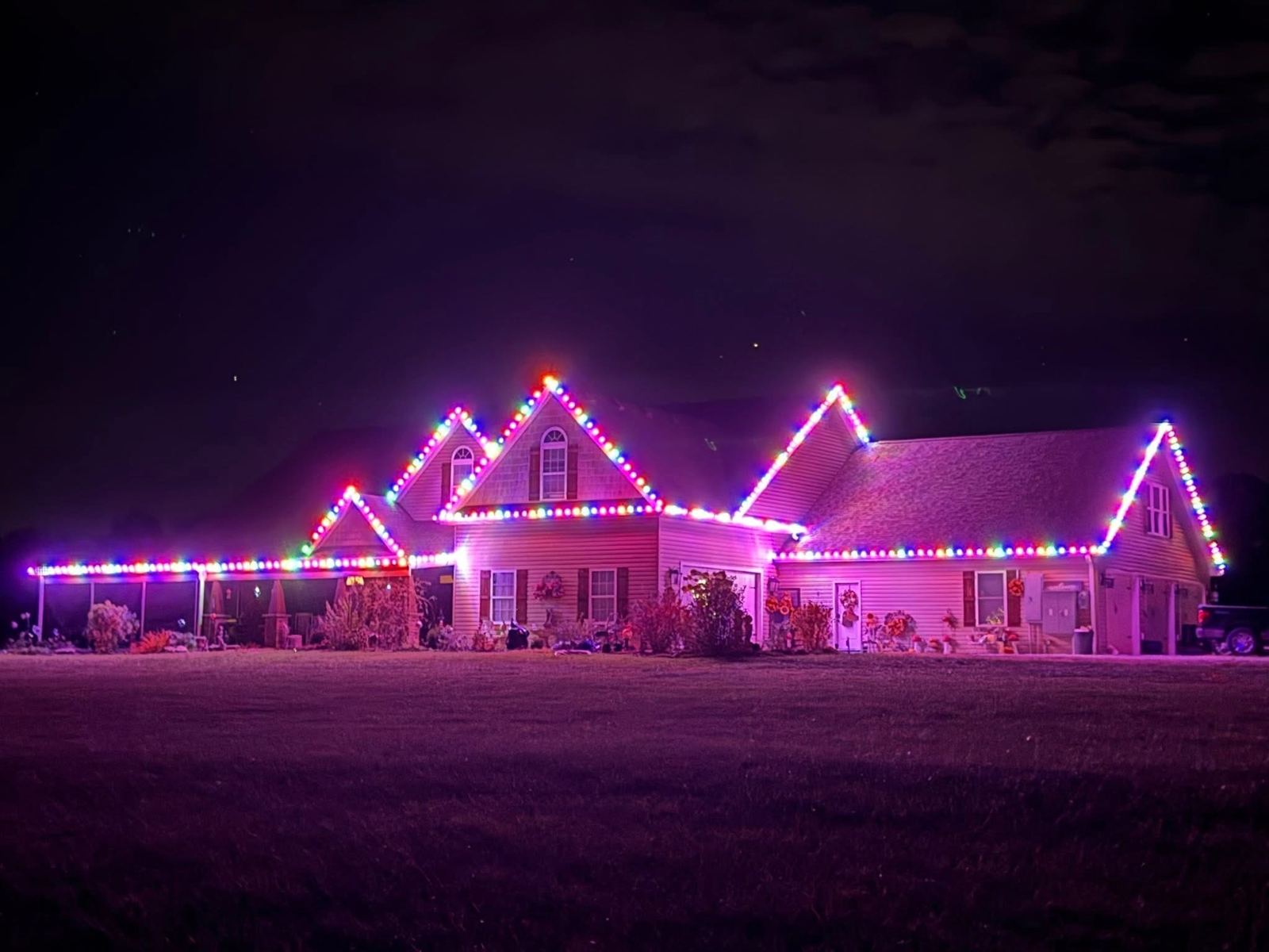 Home with color-changing permanent lighting